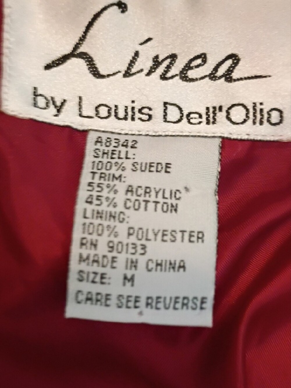 Vintage Red Crimson Button-Front Leather Knit Jacket, Louis Dell' Olio NWOT 8 - Picture 11 of 13